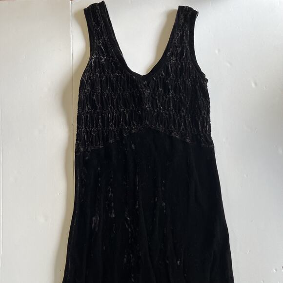 VTG 90s Beth Schaeffer Chocolate Brown Crushed Velvet Maxi Dress Size S - Picture 9 of 9